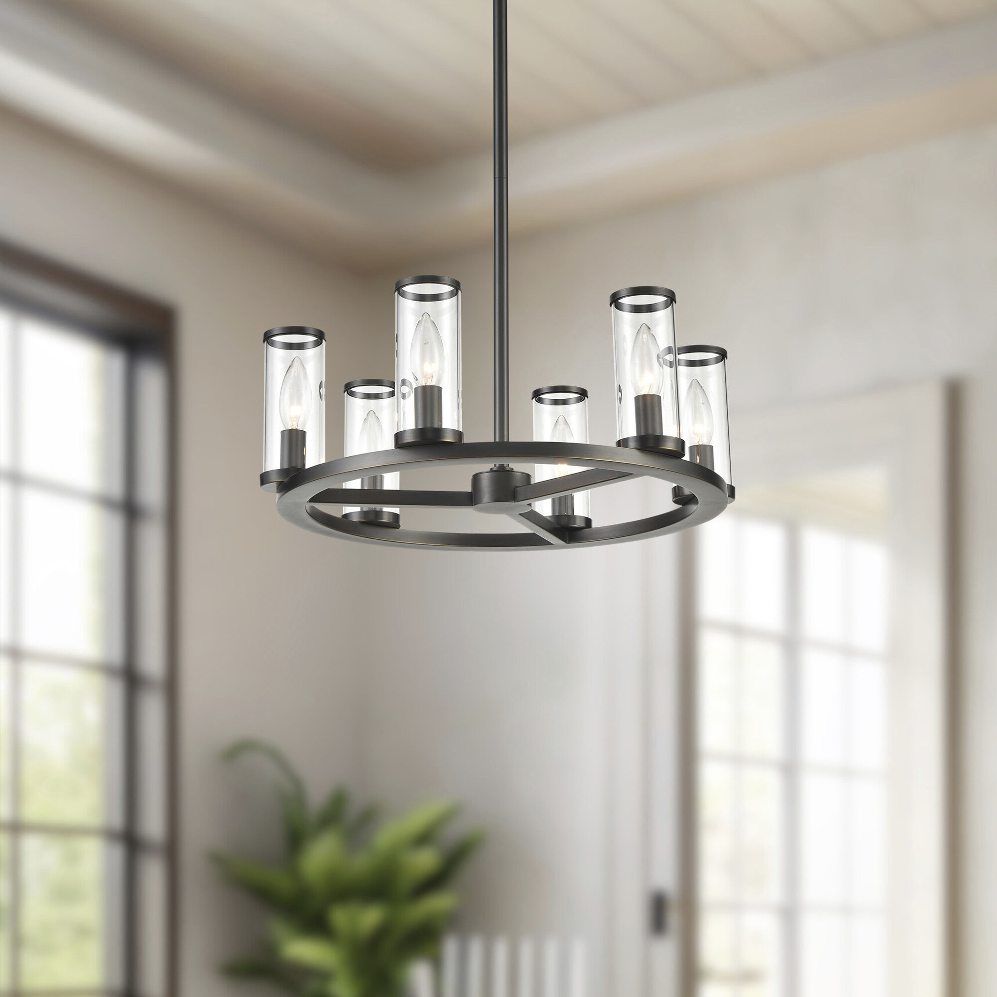 Revolve 6 Light 18.63 inch Clear Glass/Urban Bronze Chandelier Ceiling Light