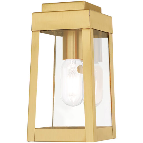 Oslo 1 Light 10 inch Satin Brass Outdoor Wall Lantern