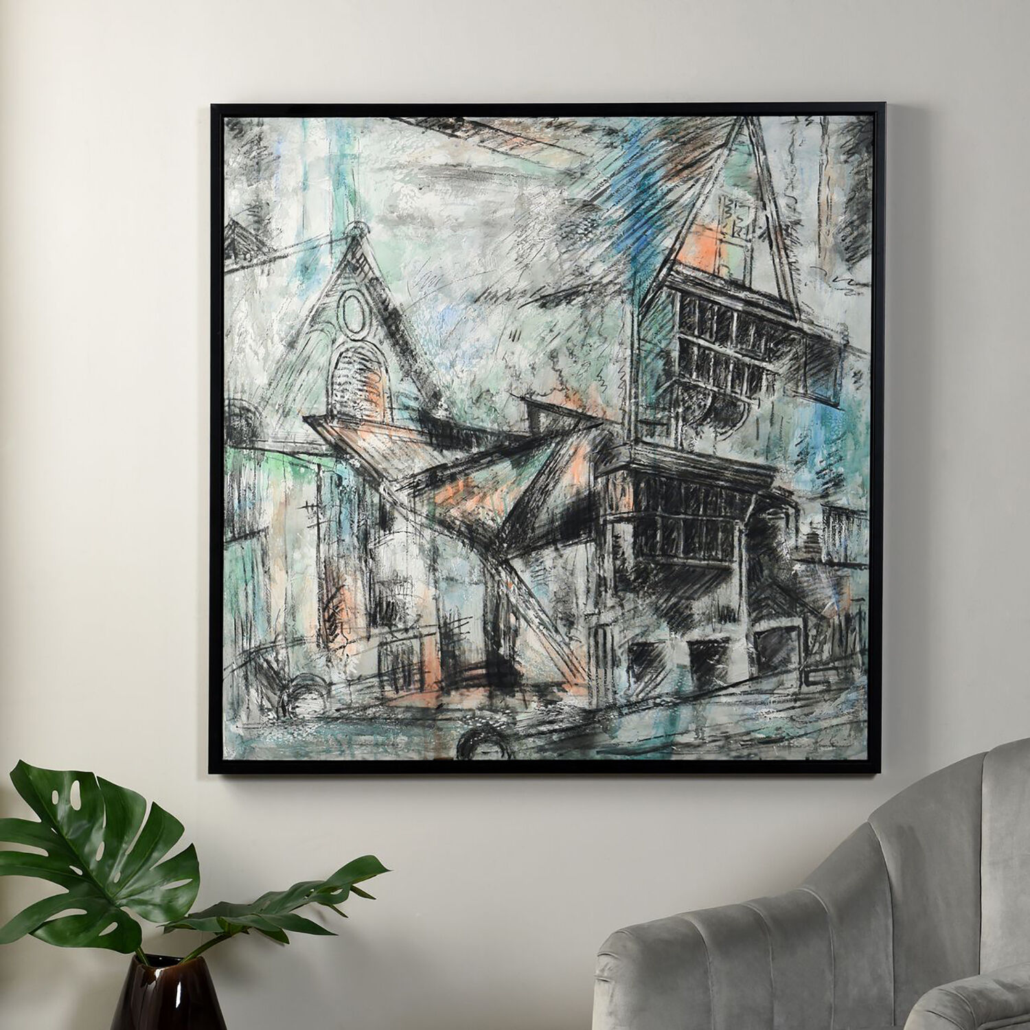 Cameron Blue and White and Grey and Multicolor and Black Wall Art