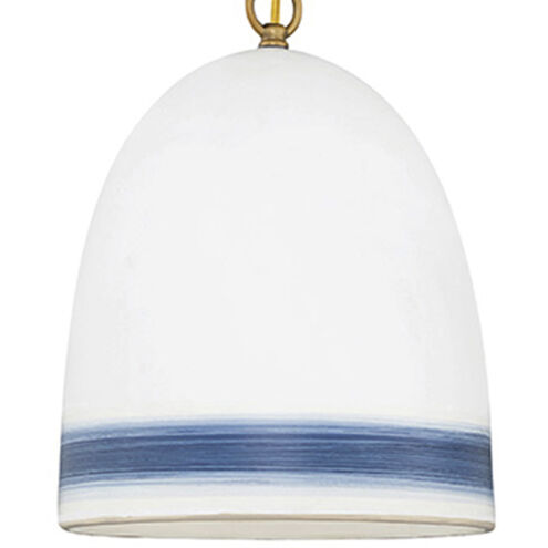 Nash 1 Light 10 inch Heirloom Brass with Navy Stripe Indoor Pendant Ceiling Light in Heirloom Brass/Navy Stripe