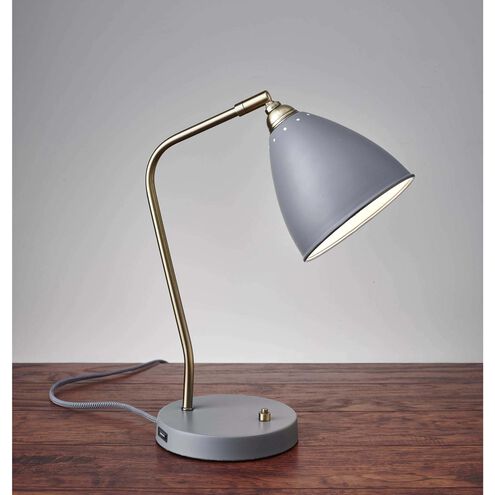 Chelsea 16 inch 60 watt Painted Brass and Grey Desk Lamp Portable Light