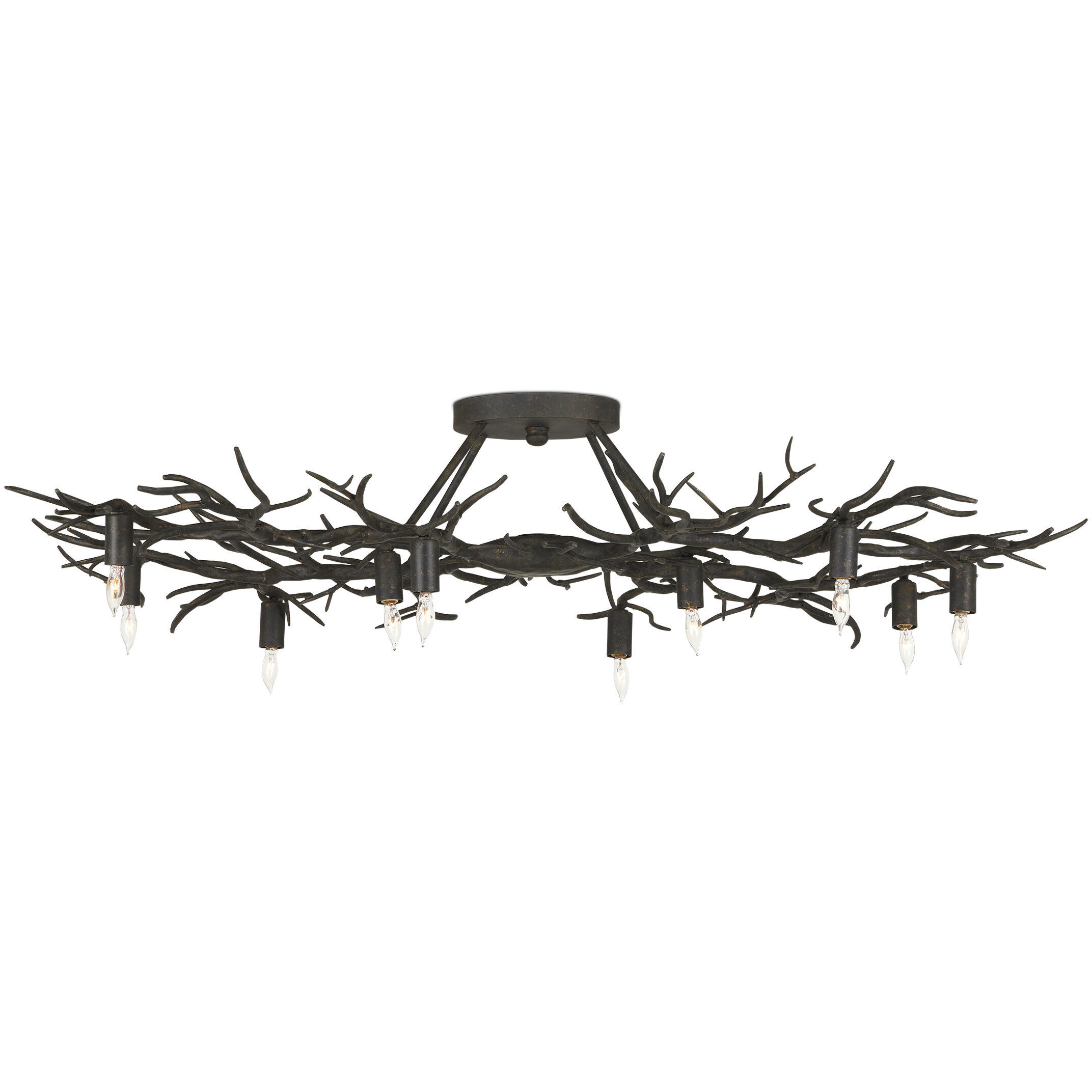 Rainforest 10 Light 43 inch Rustic Bronze Semi-Flush Mount Ceiling Light