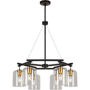 Tyrone 6 Light 28 inch Black and Soft Gold Chandelier Ceiling Light