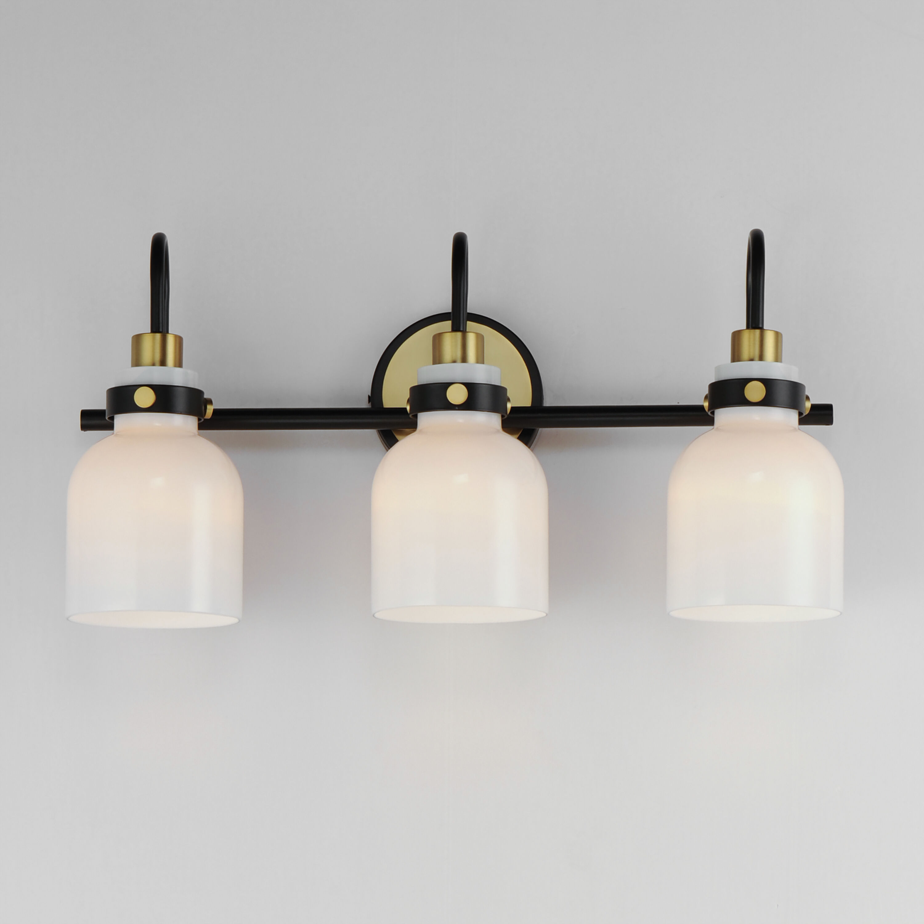 Milk 3 Light 22 inch Satin Brass Bath Vanity Light Wall Light in Black and Satin Brass