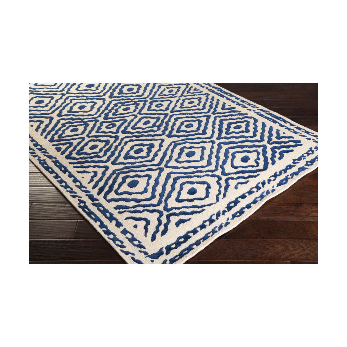 Atlas 36 X 24 inch Blue and Neutral Area Rug, Wool