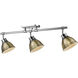Yep Duncan 3 Light 35.38 inch Chrome Semi-Flush Mount Ceiling Light in Aged Brass, Track Light