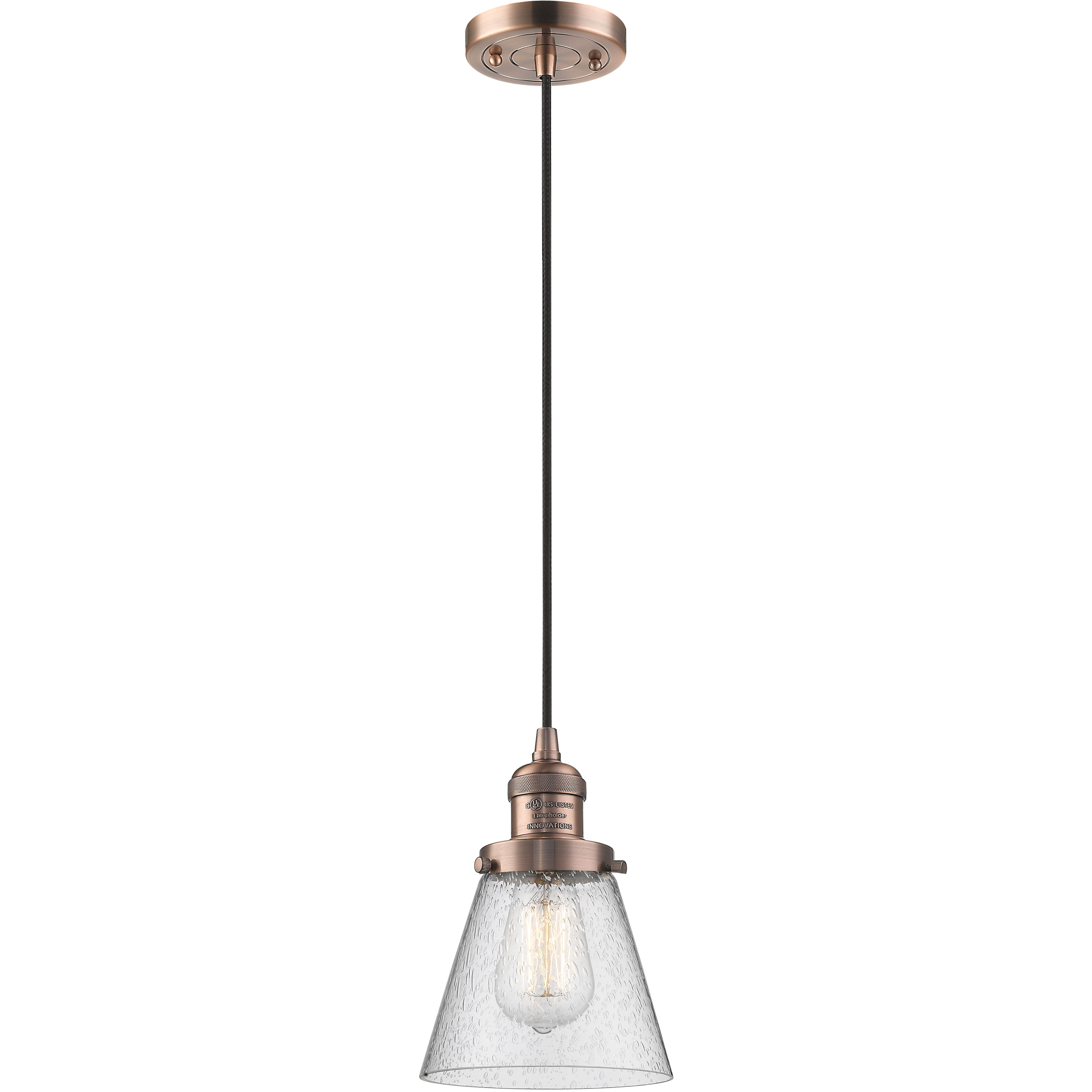 Franklin Restoration Cone 1 Light 6 inch Antique Copper Mini Pendant Ceiling Light in Incandescent, Seedy, Franklin Restoration