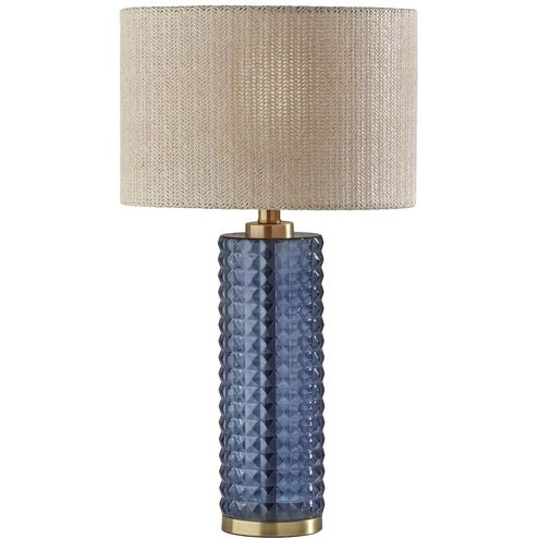 Delilah 23 inch 100.00 watt Antique Brass and Blue Textured Glass Table Lamp Portable Light