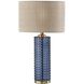 Delilah 23 inch 100.00 watt Antique Brass and Blue Textured Glass Table Lamp Portable Light