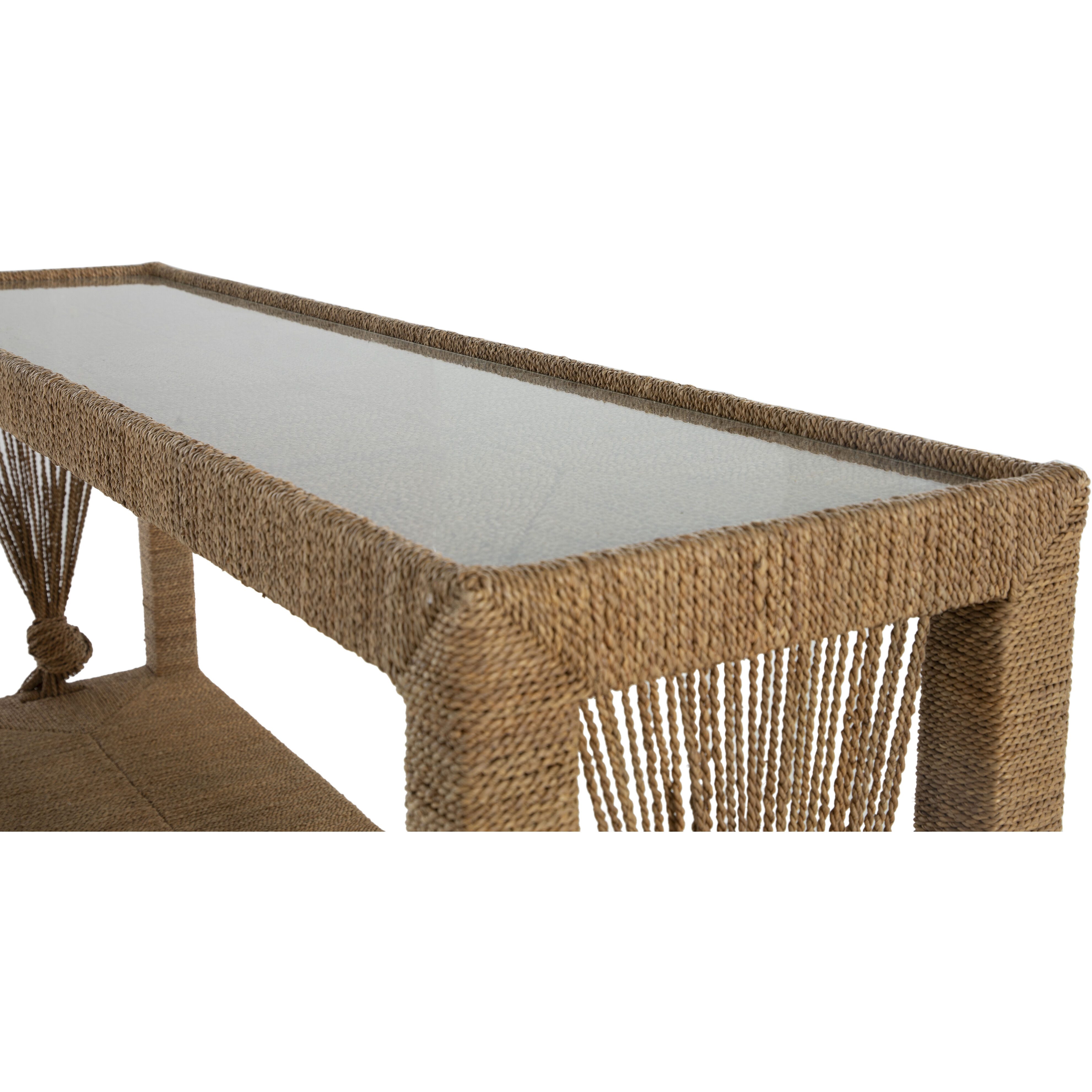 Hutch 70 X 18 inch Natural Seagrass / Tempered Glass Console Table
