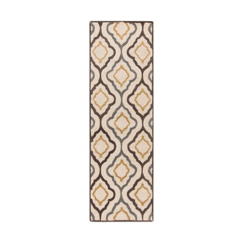 Modern Classics 96 X 30 inch Neutral and Brown Runner, Wool