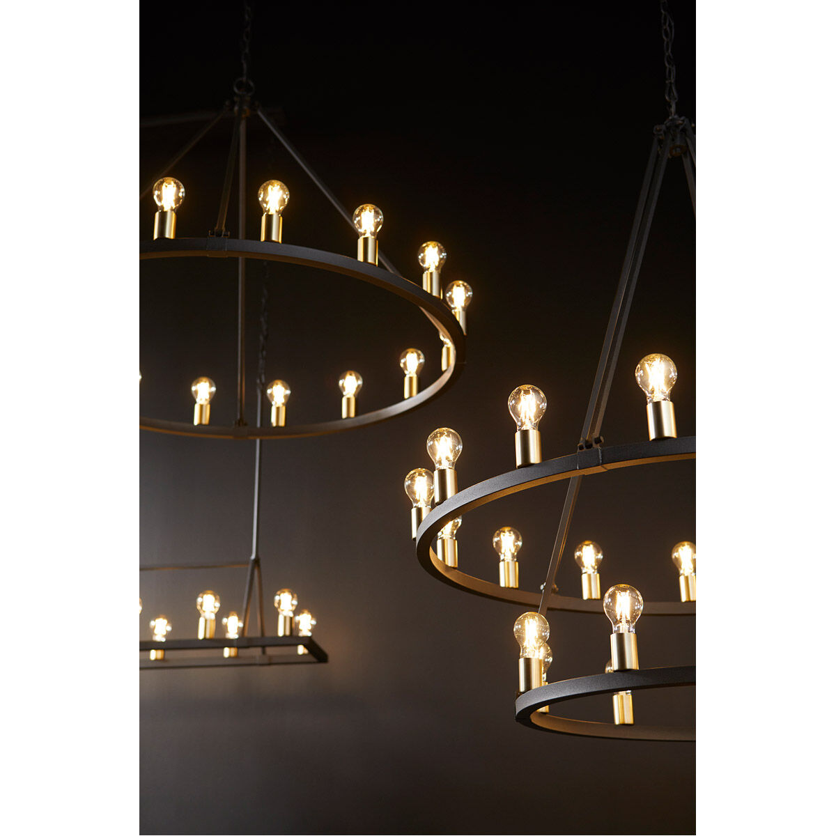 Paxton 10 Light 12 inch Noir and Aged Brass Chandelier Ceiling Light