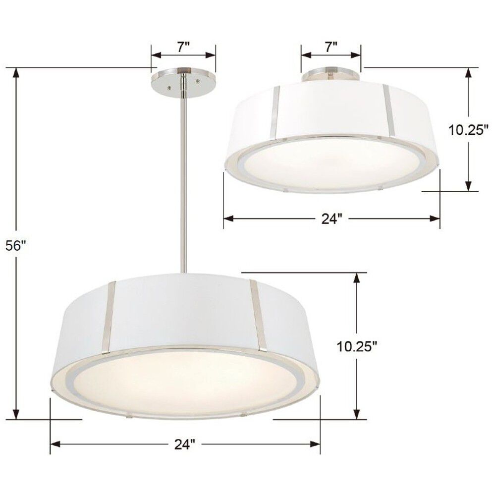 Fulton 6 Light 24 inch Polished Nickel Semi Flush Ceiling Light