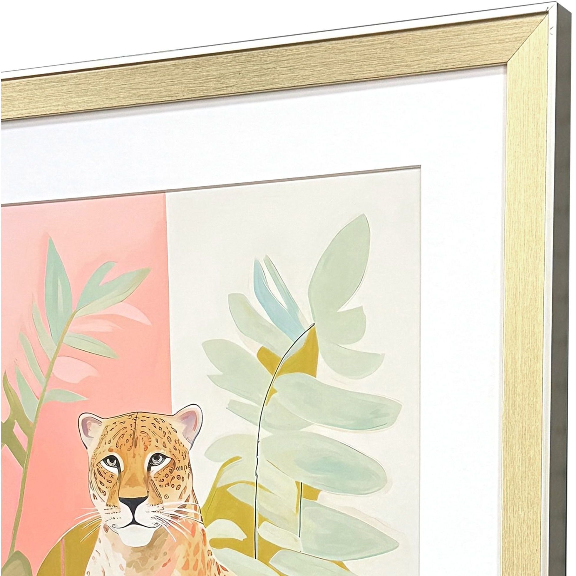 Pet Cheetah Orange and Green and Pink and Black Framed Art, Propac