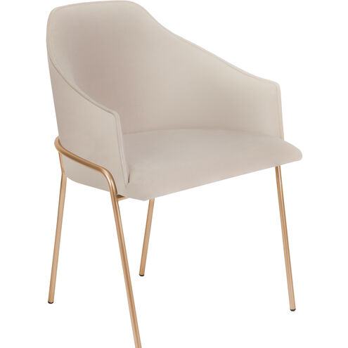 Menfis Brushed Gold and Light Tan Velour with Rattan Dining Chair