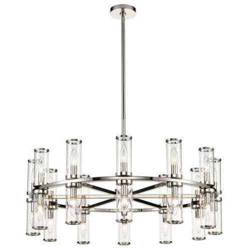 Revolve 24 Light 32.75 inch Clear Glass and Polished Nickel Chandelier Ceiling Light