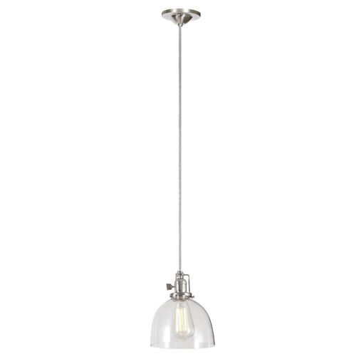 Union Square 1 Light 7 inch Pewter Pendant Ceiling Light in Clear Mouth Blown, Satin Nickel