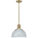 Argo LED 14 inch Pale Blue with Lacquered Brass Indoor Pendant Ceiling Light