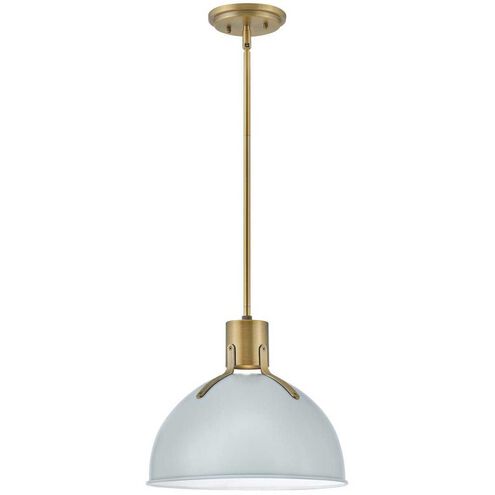 Argo LED 14 inch Pale Blue with Lacquered Brass Indoor Pendant Ceiling Light