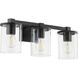 Bolton 3 Light 22 inch Matte Black Vanity Light Wall Light