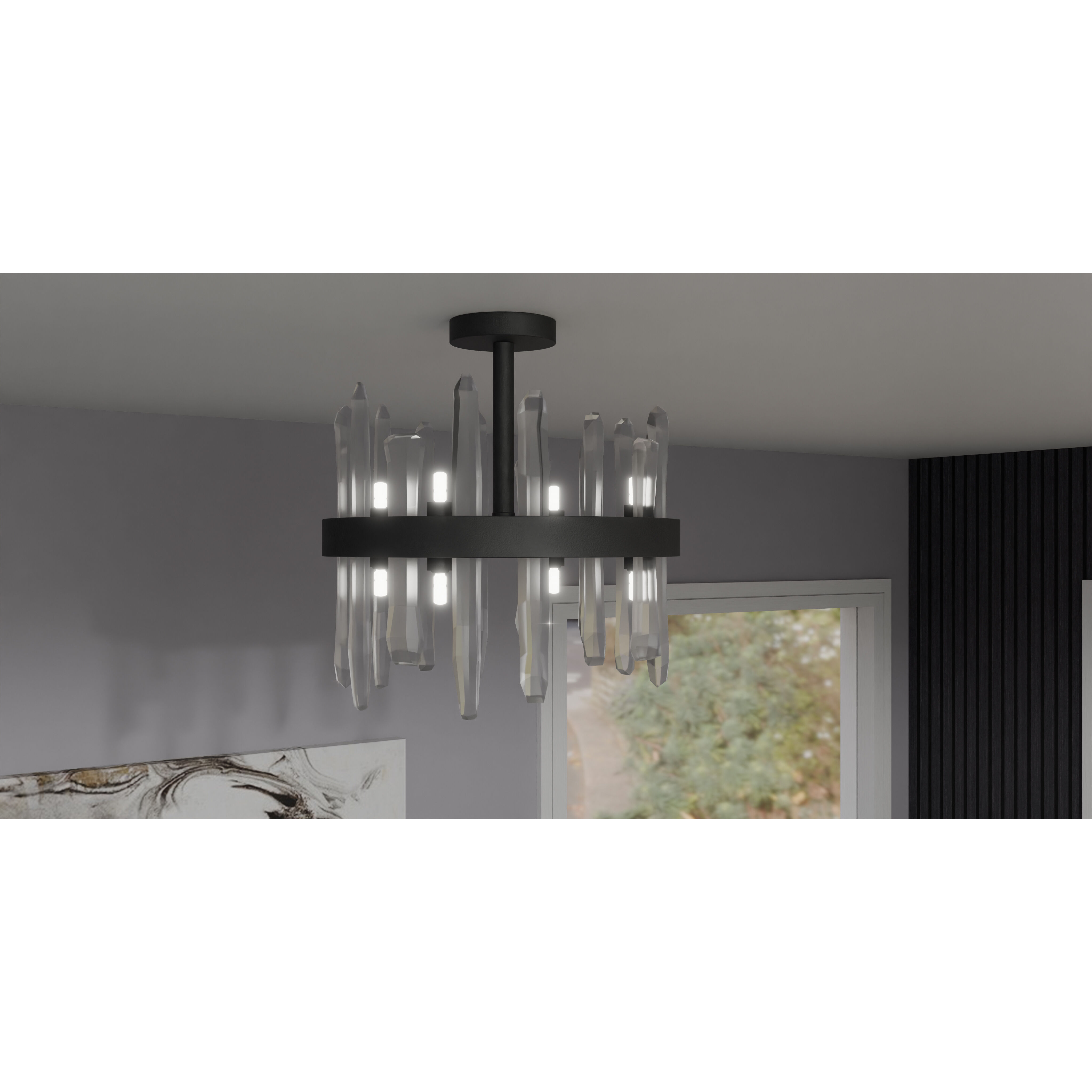 Regal 8 Light 15.75 inch Matte Black Semi-Flush Mount Ceiling Light, Medium