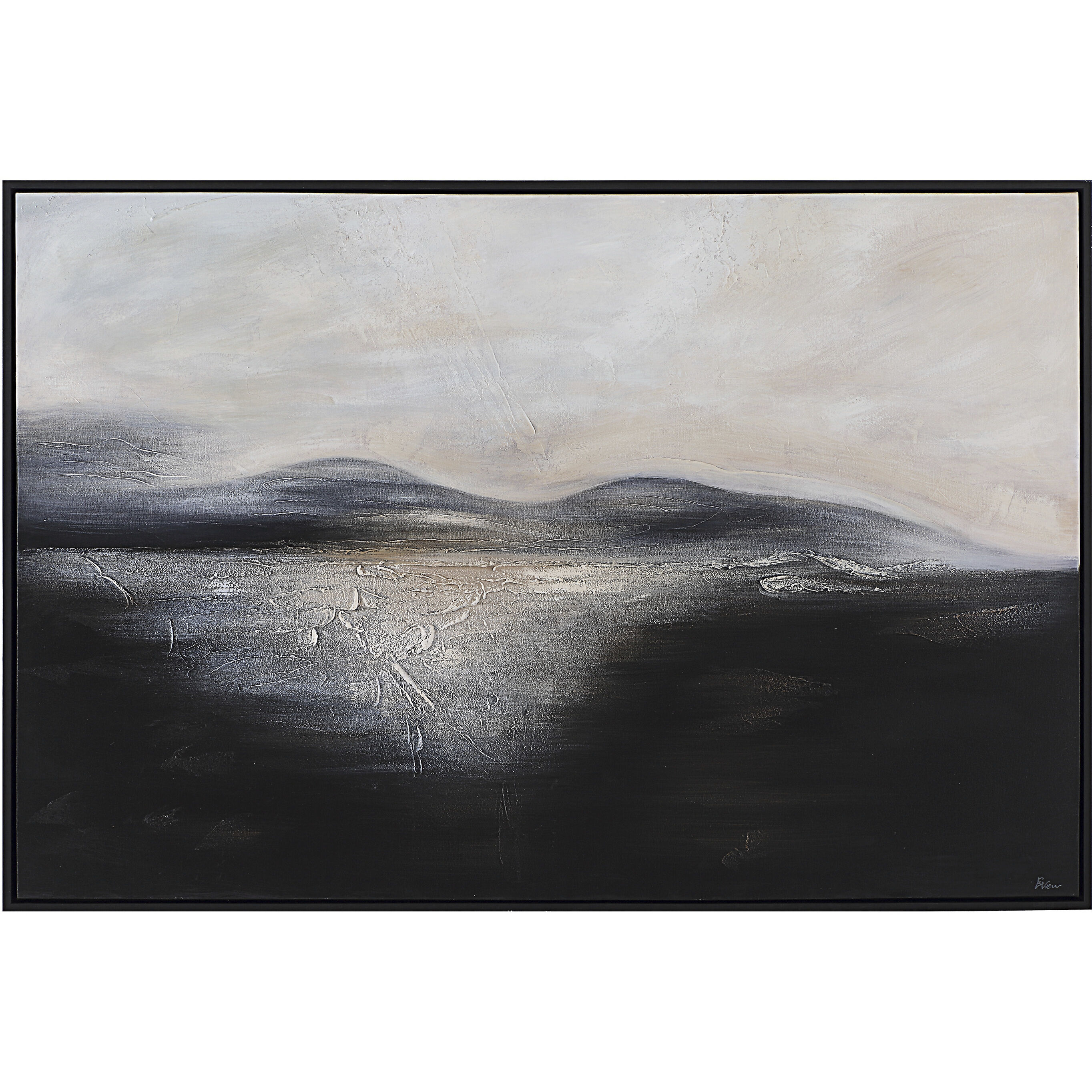 Suez Painted Matte Black Canvas Art