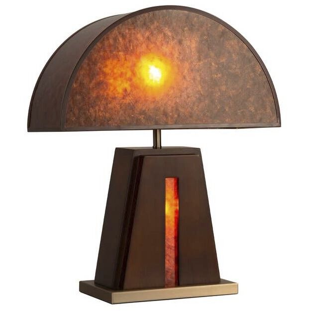 Natural Mica 25 inch 40.00 watt Espresso and Weathered Brass Table Lamp Portable Light