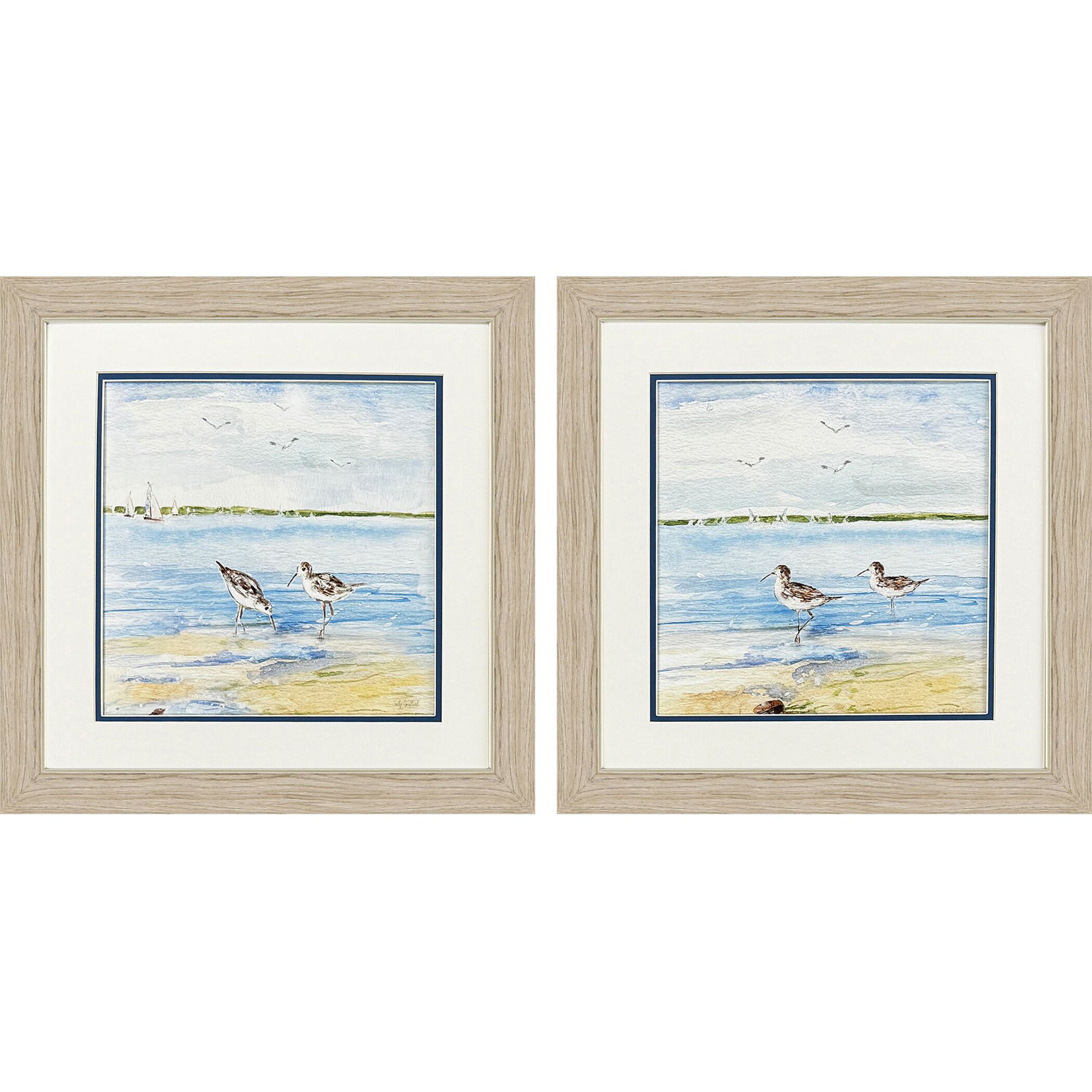 Sandpiper Beach Blue and Green Framed Art, Propac