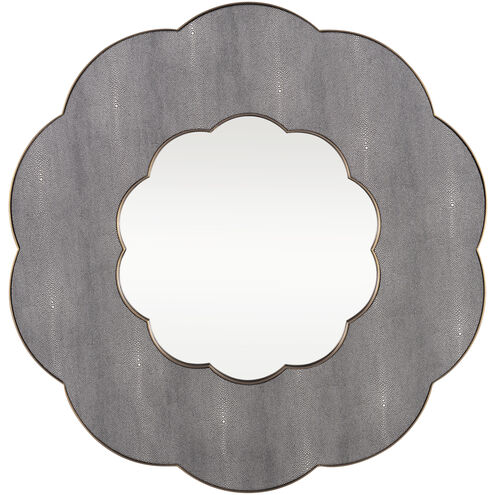 Scallop Gray Shagreen with Weathered Brass Wall Mirror
