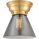 Aditi Large Cone 1 Light 8 inch Satin Gold Flush Mount Ceiling Light in Plated Smoke Glass, Aditi