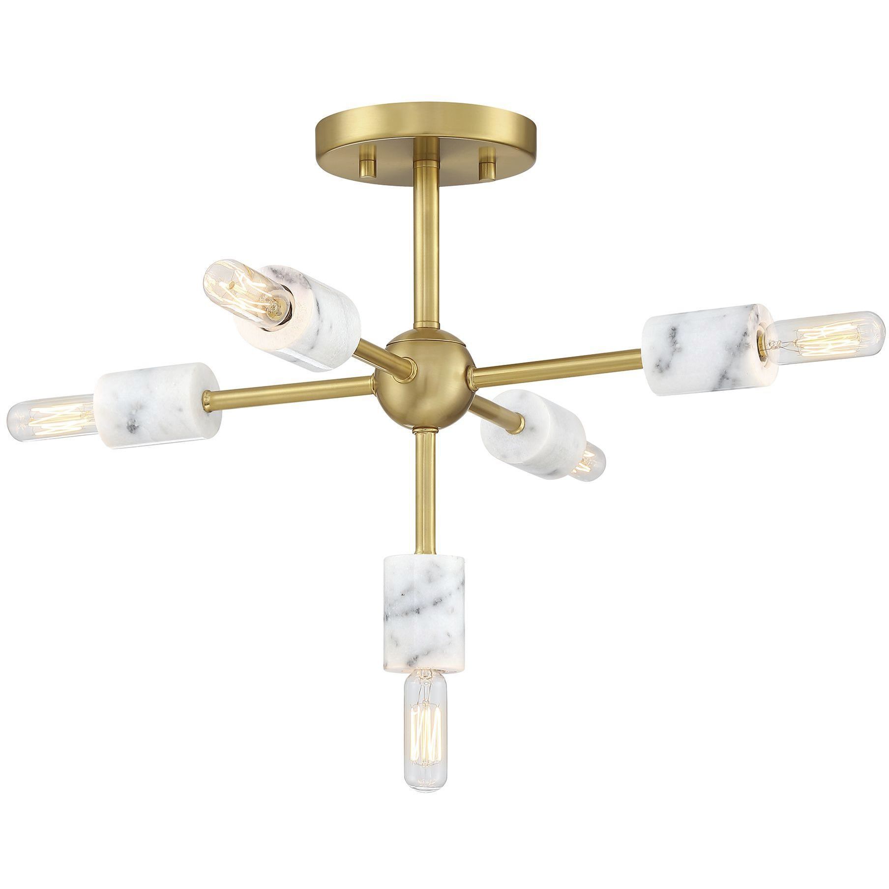 Star Dust 5 Light 16.5 inch Brushed Gold Semi Flush Mount Ceiling Light