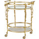 Fiore Polished Brass and Clear and Natural Bar Cart