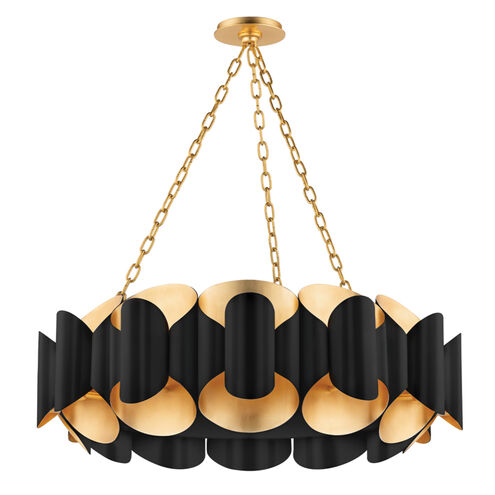 Banks 12 Light 34.5 inch Gold Leaf / Black Chandelier Ceiling Light