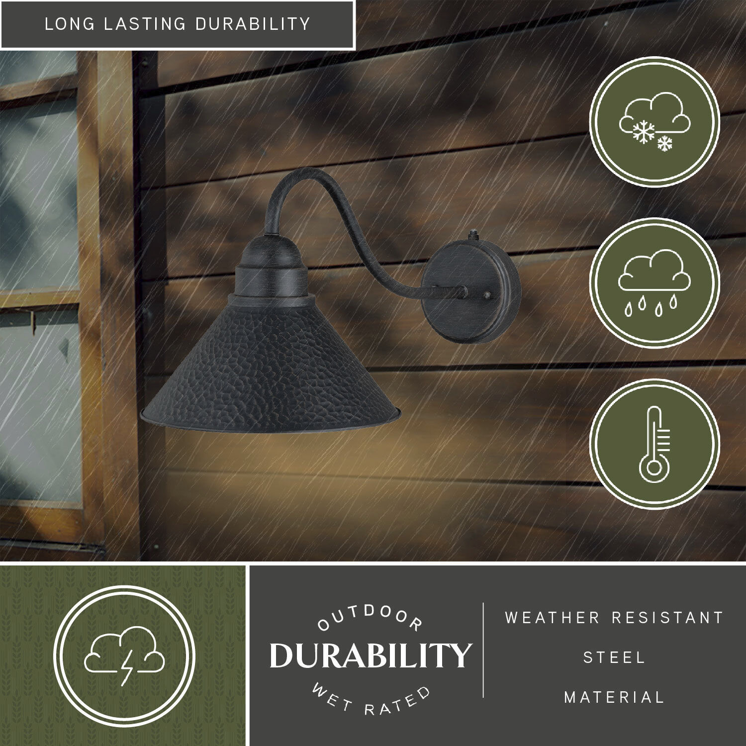 Outland LED 9.5 inch Aged Iron and Light Gold Outdoor Wall