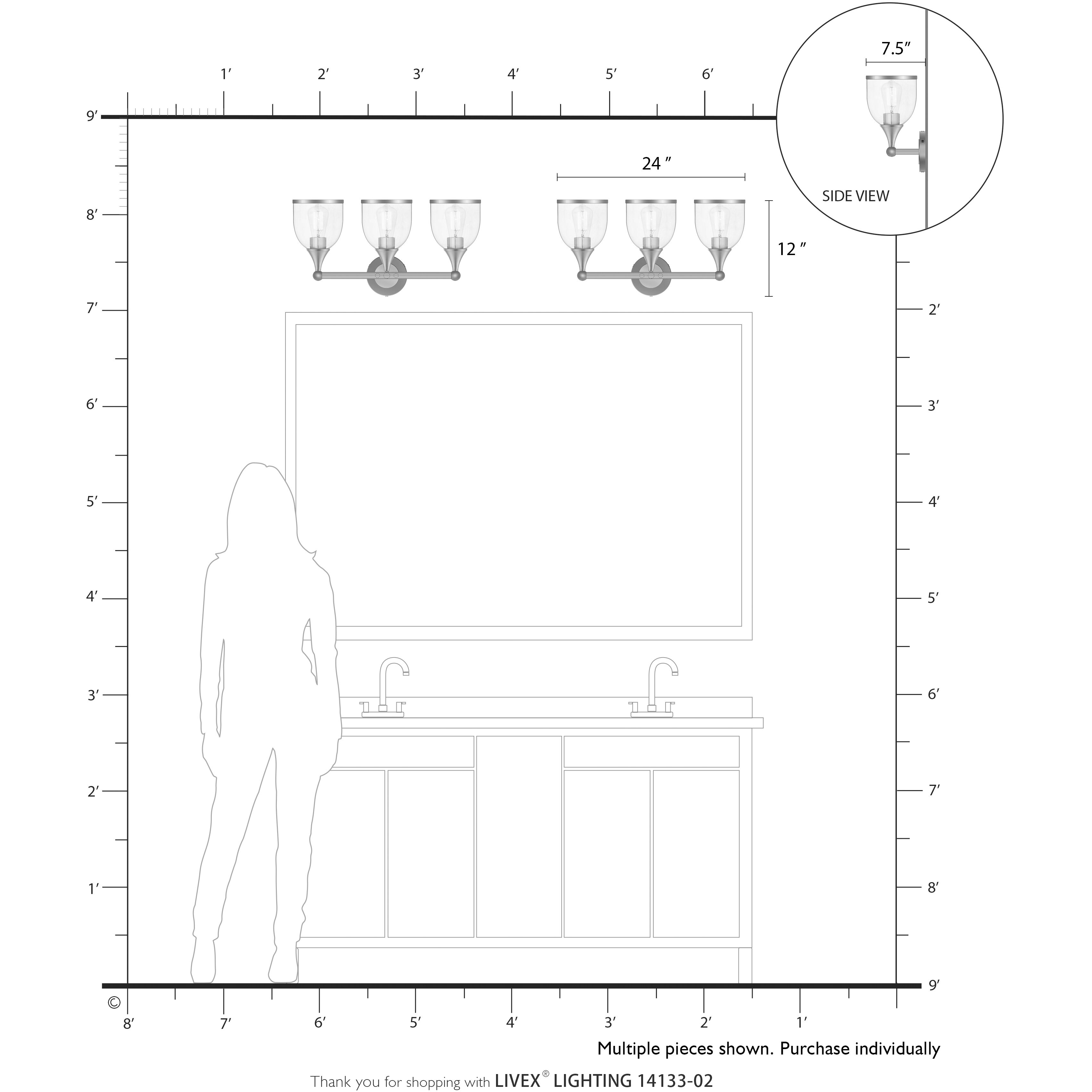 Ashridge 3 Light 24 inch Polished Brass Vanity Wall Sconce Wall Light