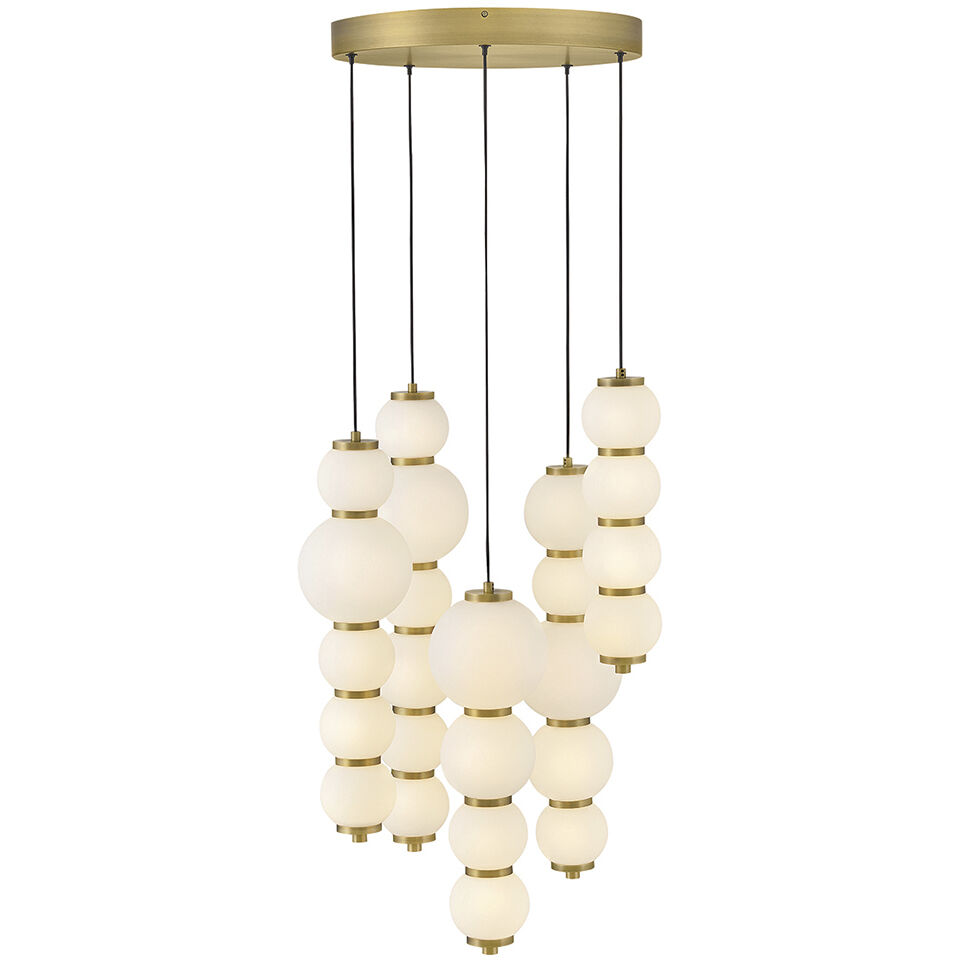 Lisa McDennon Trigo LED 20 inch Lacquered Brass Chandelier Ceiling Light, Multi Tier