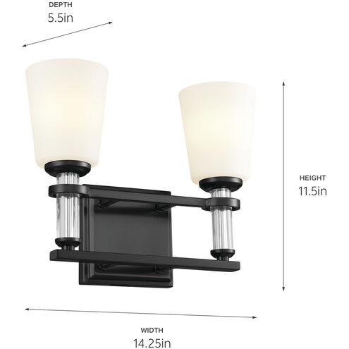 Rosalind 2 Light 14.25 inch Black Bath Vanity Light Wall Light