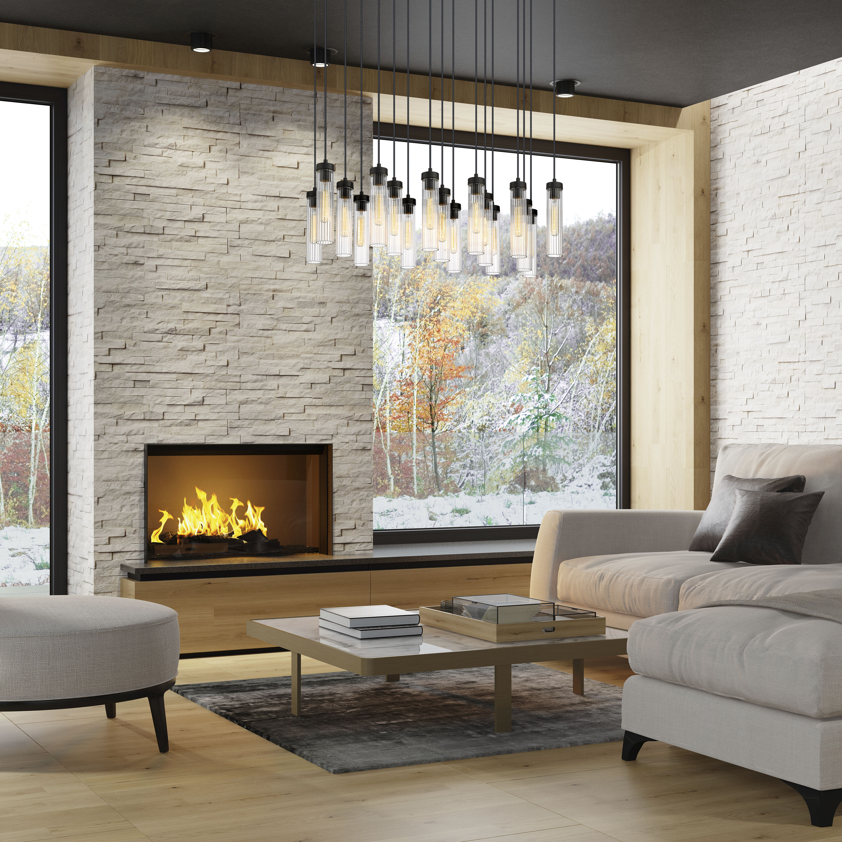 Beau 17 Light 42 inch Matte Black Linear Chandelier Ceiling Light