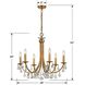 Bridgehampton 6 Light 26 inch Antique Gold Chandelier Ceiling Light in Clear Spectra