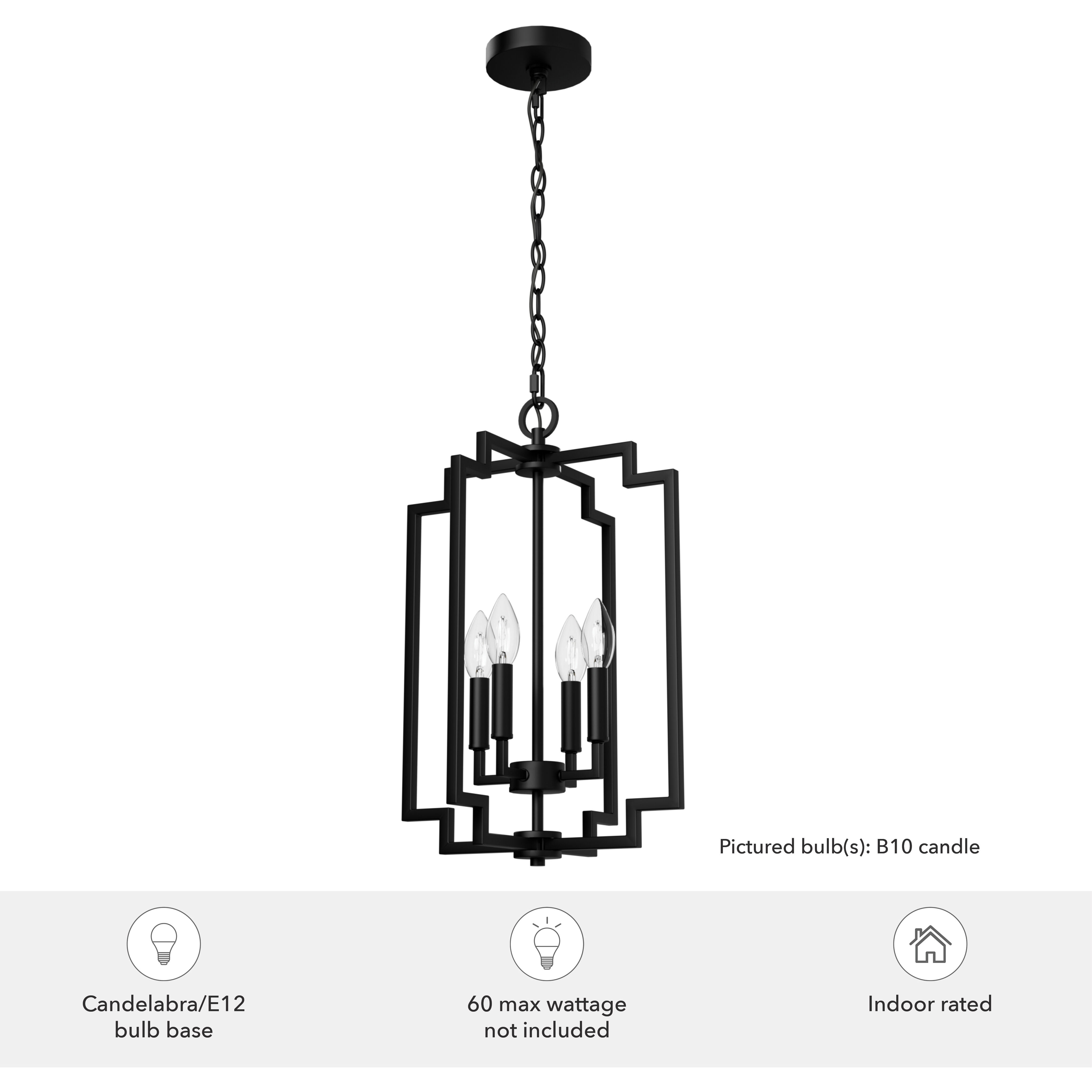 Zoanne 4 Light 14 inch Matte Black Pendant Ceiling Light