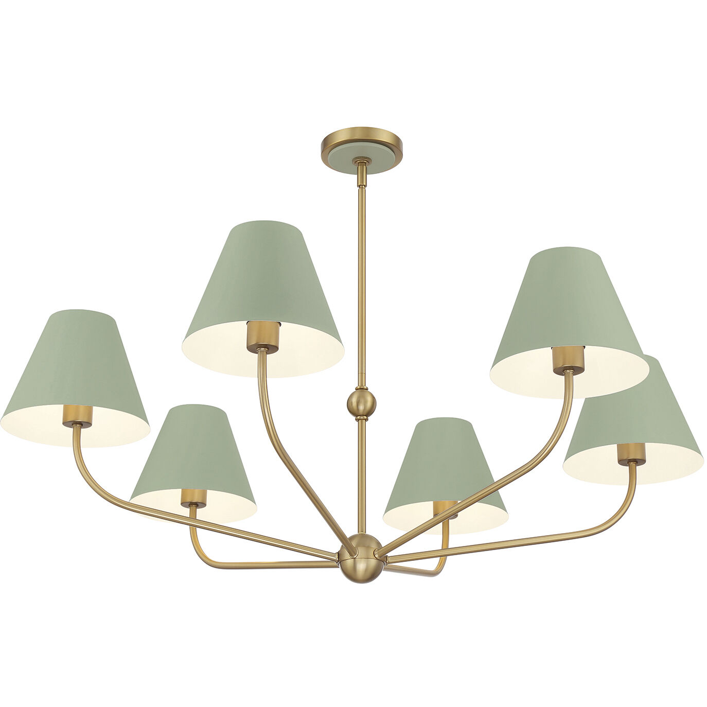 Xavier 6 Light 40 inch Vibrant Gold and Green Chandelier Ceiling Light