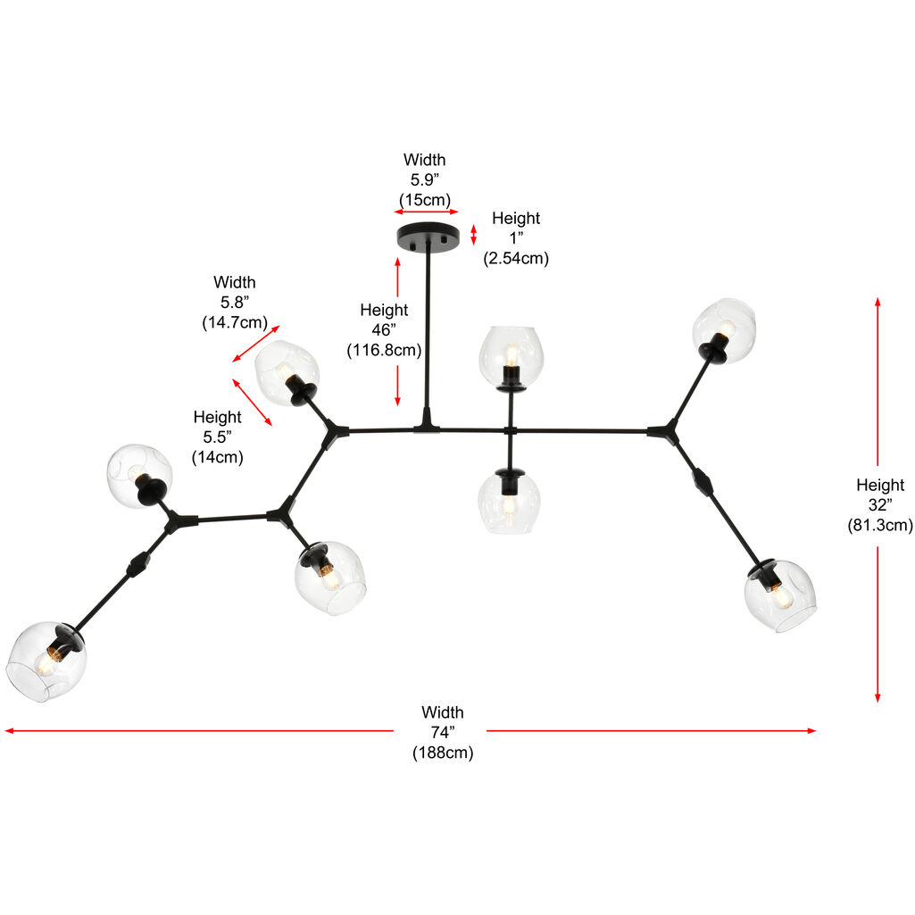 Cavoli 8 Light 32 inch Black Chandelier Ceiling Light