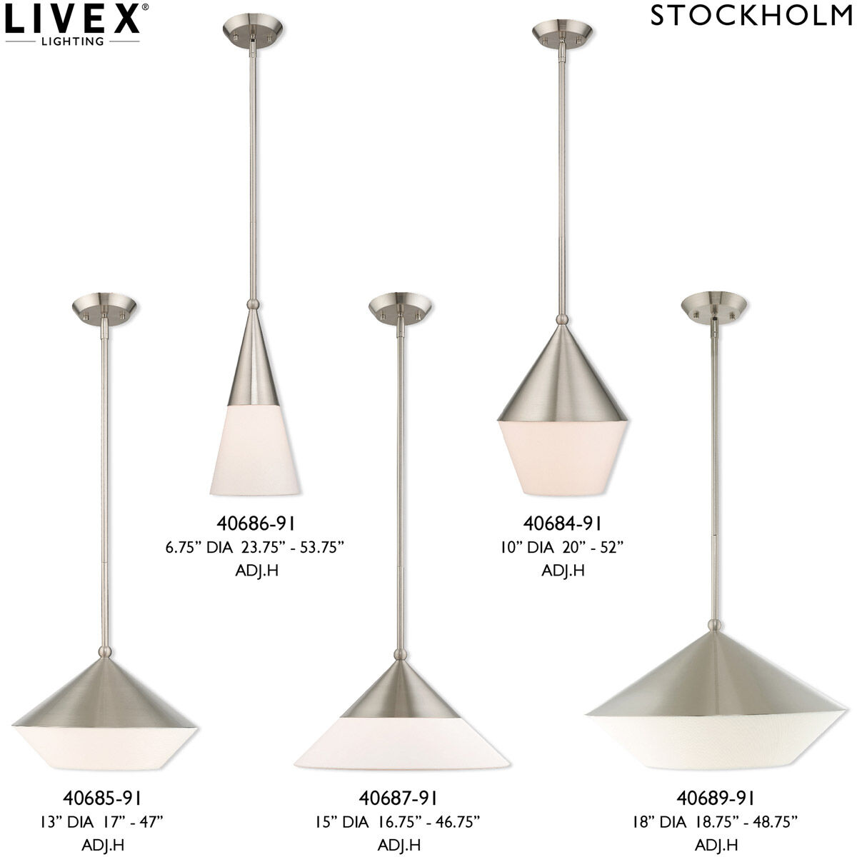 Stockholm 1 Light 13 inch Brushed Nickel Mini Pendant Ceiling Light