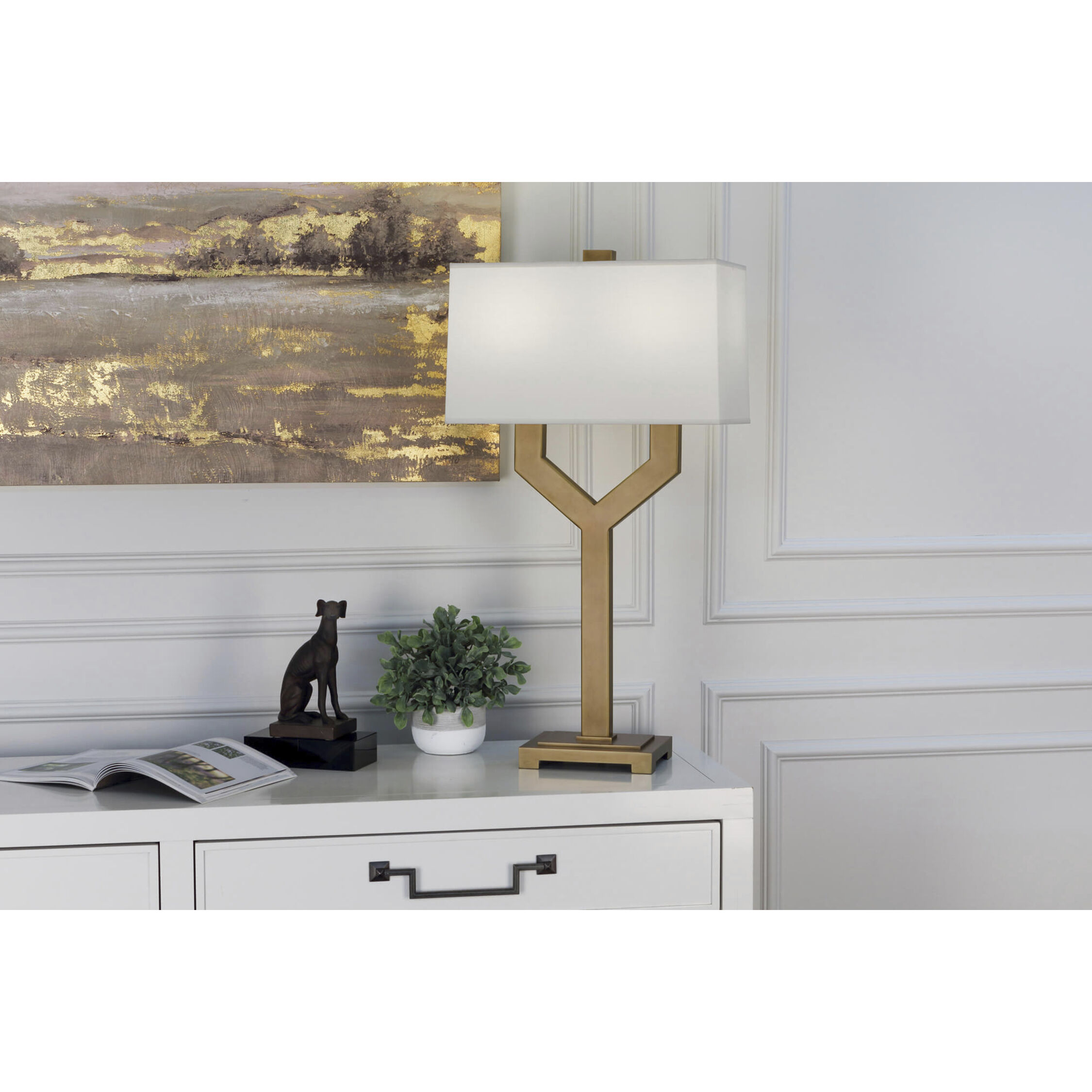 Valerie 34.25 inch 100.00 watt Vintage Brass Table Lamp Portable Light in Fondine