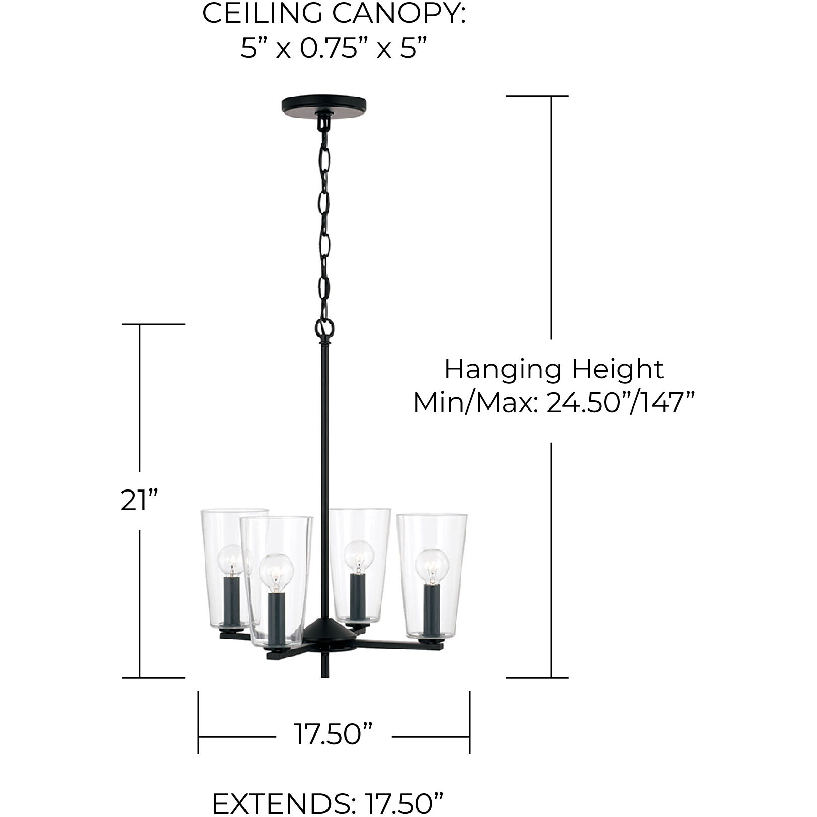 Portman 4 Light 17.5 inch Matte Black Pendant Ceiling Light