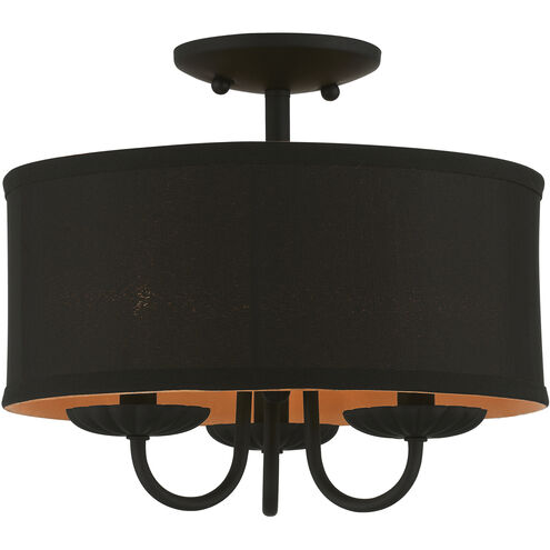 Winchester 3 Light 13 inch Black Semi-Flush Mount Ceiling Light