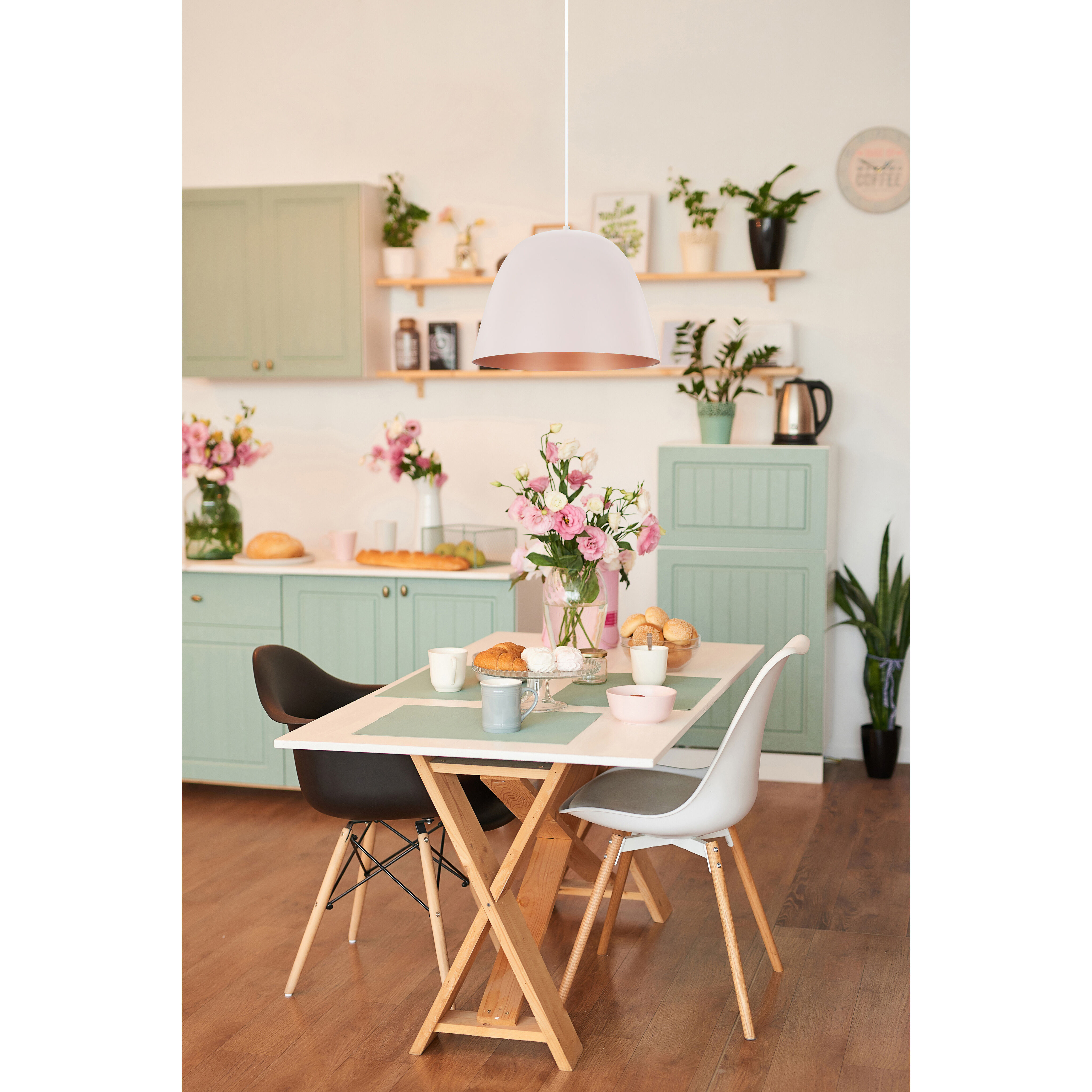 Coretto 1 Light 15.75 inch Matte White and Pastel Apricot and Copper Pendant Ceiling Light