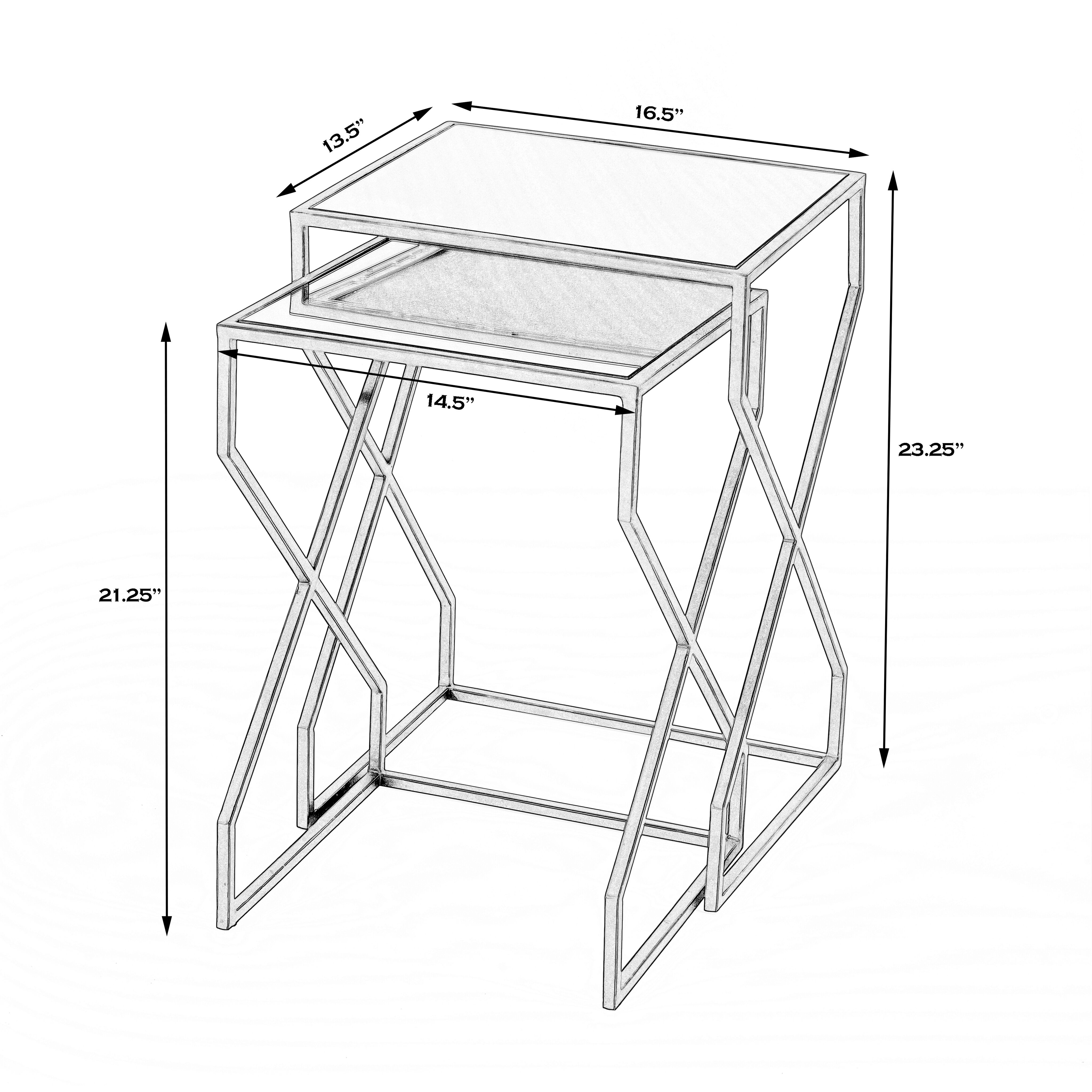 Demi Modern Mirrored Nesting Tables in Black