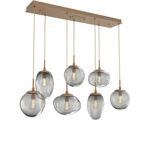 Cosmos Incandescent 7 Light 50.3 inch Novel Brass Linear Pendant Ceiling Light in Smoke Cosmos, Multi-Port