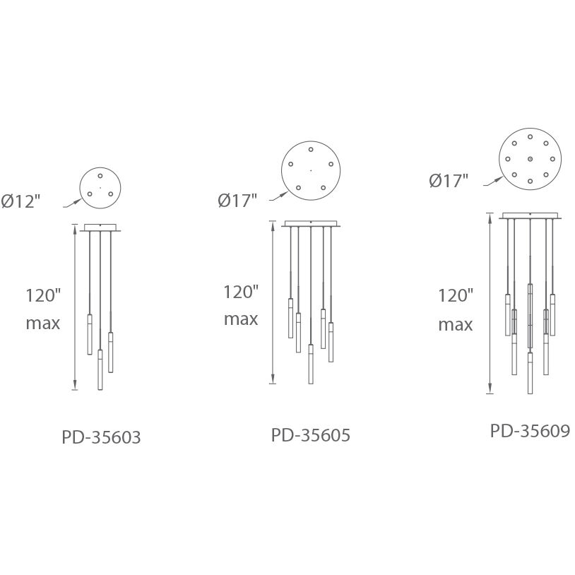 Magic LED 12 inch Black Multi-Light Pendant Ceiling Light in 3, Round